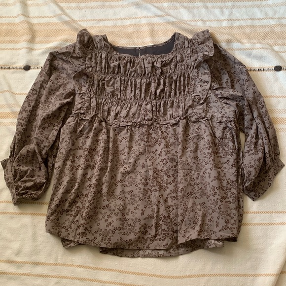 Floral Ruffle Blouse - Brown - Picture 4 of 16